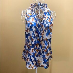 CAbi Stylish Blue and Brown Women's Top